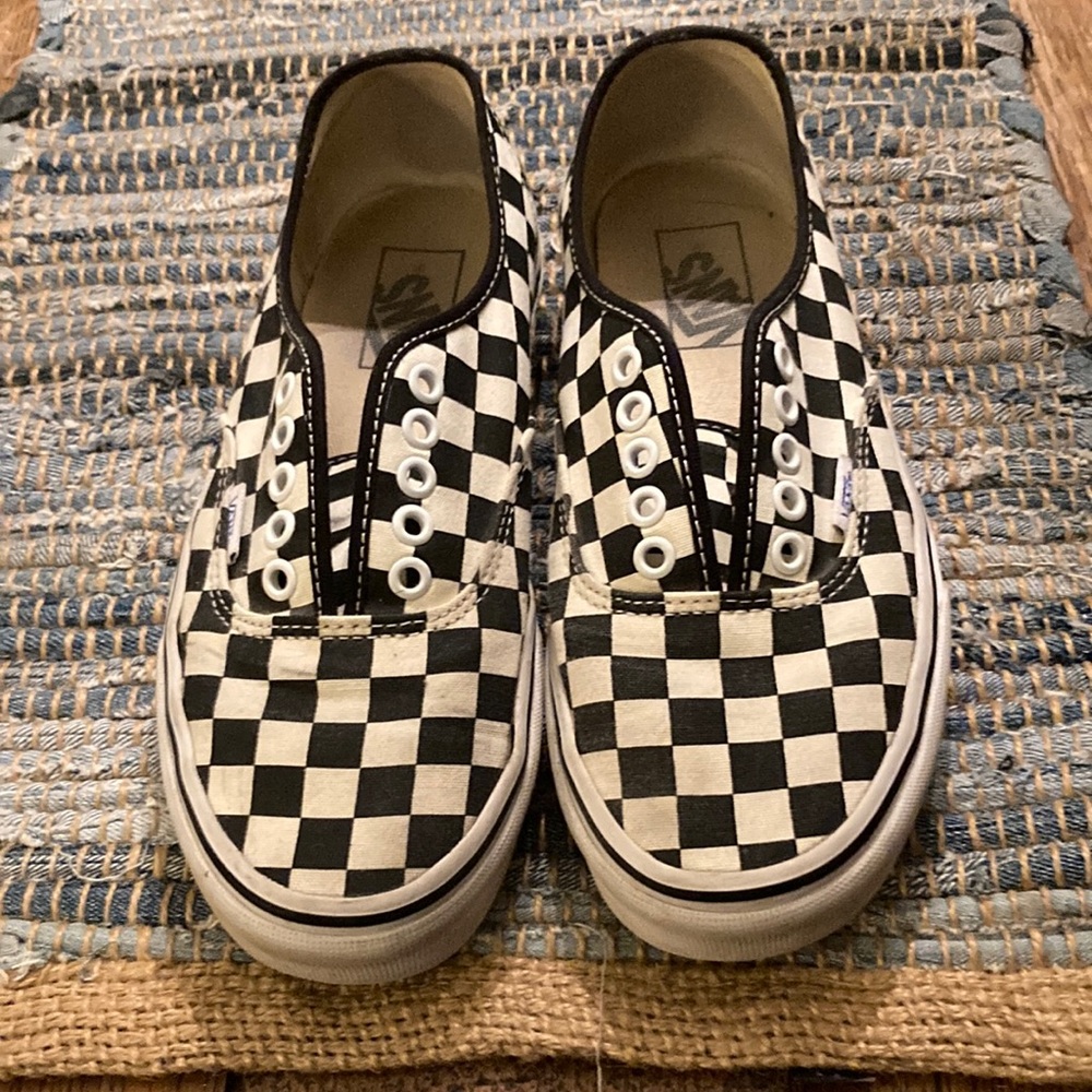 Black and White Checkerboard Slip-On Shoes
